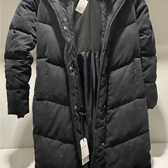 NEW!! Abercrombie & Fitch Black Puffer Jacket Long Quilted Design w/Hood. - Picture 1 of 8